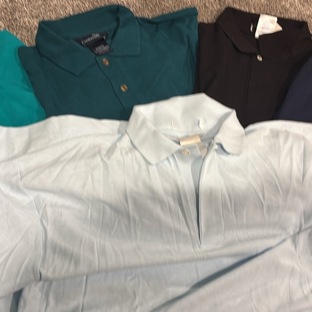 New 5 Men’s Classic 3 button Polo Shirt XL in Teal, Black, and Light Blue Navy